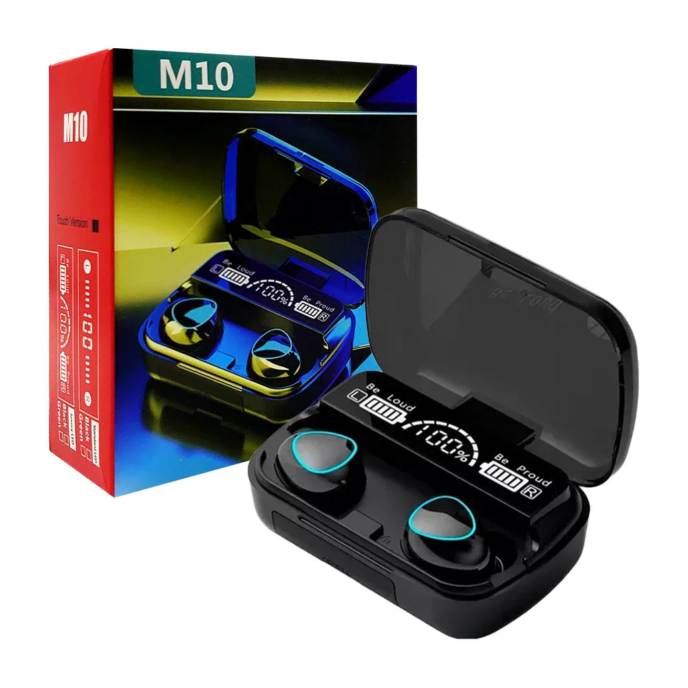 Wireless Earbuds M10 ST-W125 with Charging Case, Battery Indicator, Semi-In-Ear Design, 3.5mm Wired Option, Dynamic Driver, Gene