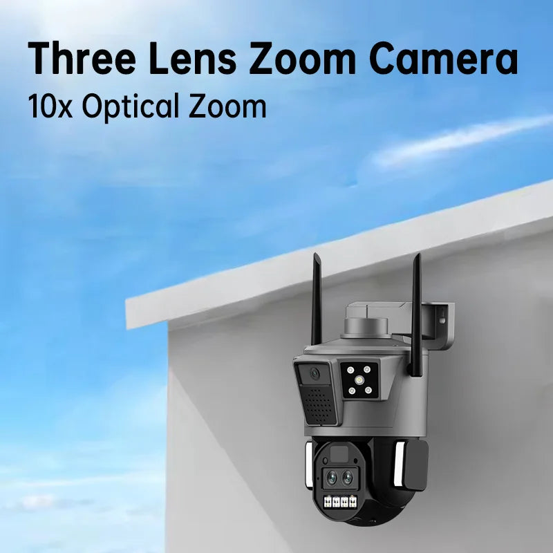 Rscamtom 6MP 4G Cctv Camera Dual Lens 10x Optical Zoom Motion Detection Color Night Vision 4G Cctv Cameras