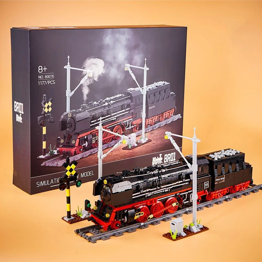 Vintage Steam Train BR01 Building Blocks | Orient Express Track - Kids' Educational Brick Assembly Toy for Boys!