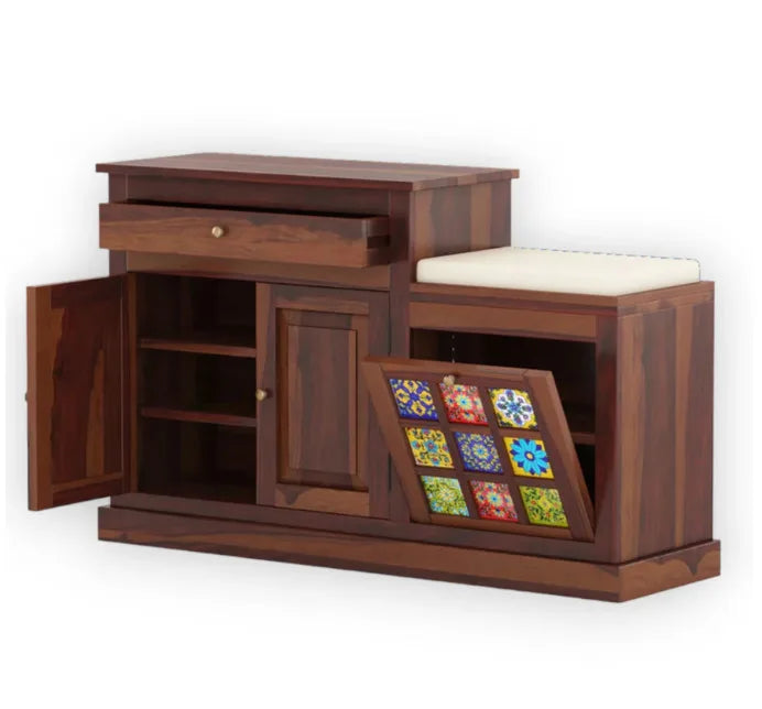 Modern and Luxury Solid Wood and Iron Customized Handmade Handicraft Living Room Show Rack Storage Foldable
