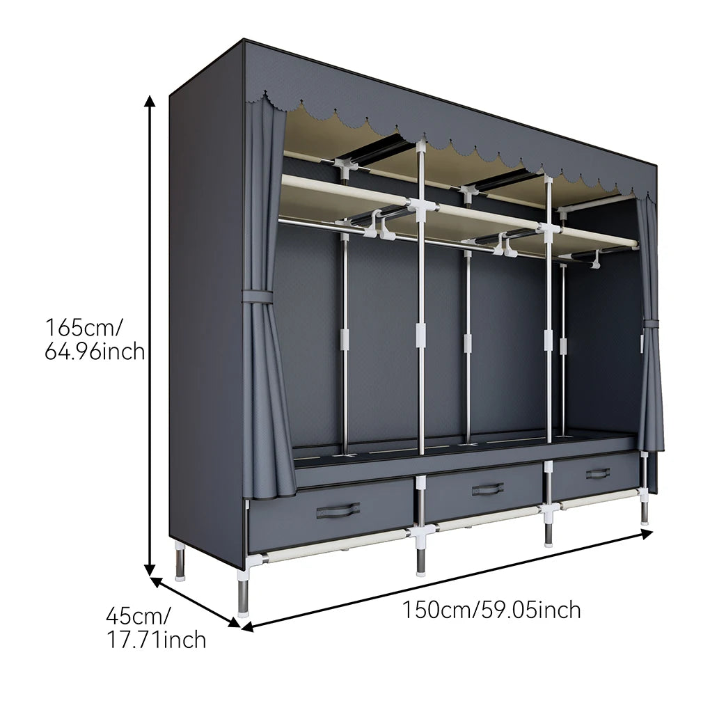A Portable Wardrobe, Durable, with Hanging Shelves, Lightweight and Easy to Assemble, Space-saving and Dust-proof
