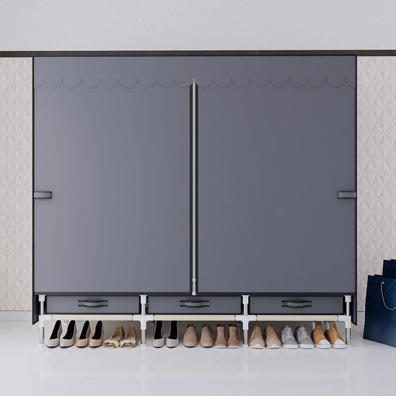 A Portable Wardrobe, Durable, with Hanging Shelves, Lightweight and Easy to Assemble, Space-saving and Dust-proof