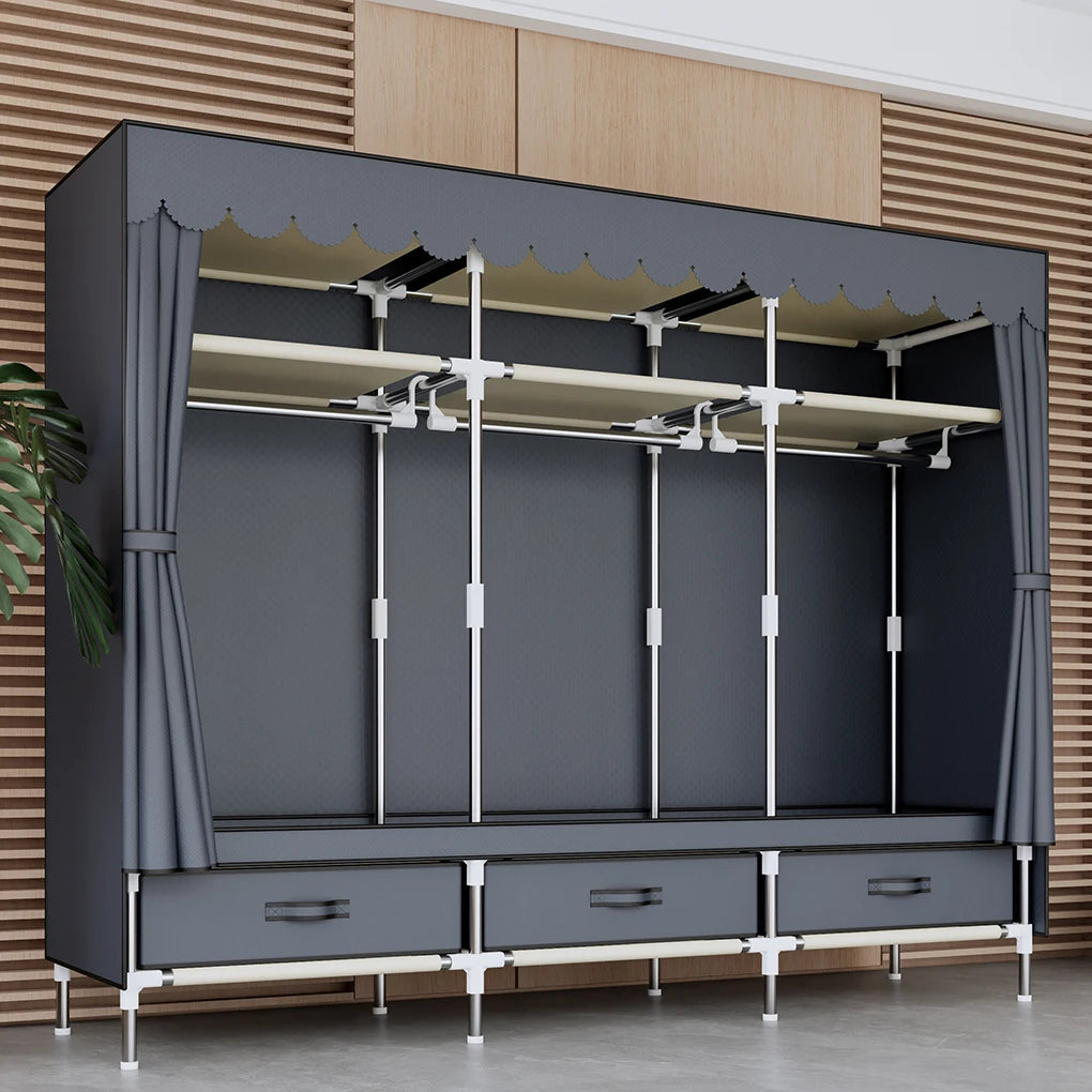 A Space-saving Portable Wardrobe, Durable, with Hanging Shelves, Lightweight and Easy to Assemble, Space-saving and Dust-proof