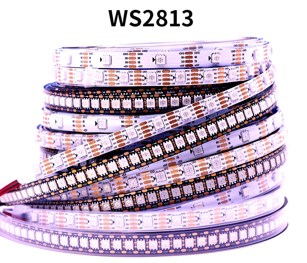 WS2811 WS2812B WS2815 WS2813 RGB IC LED Strip Lights 30/60/144 pixels per meter individually addressable smart lights DC5V/12V