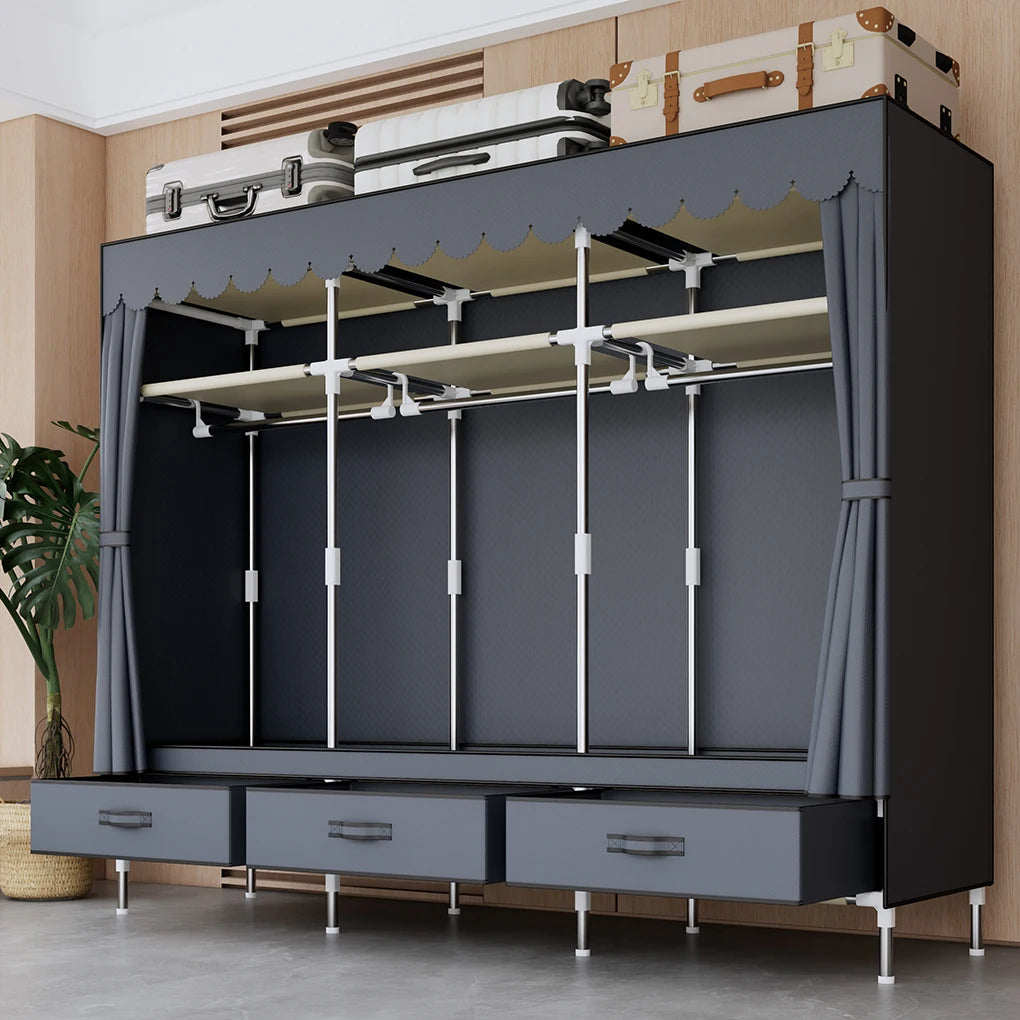 A Space-saving Portable Wardrobe, Durable, with Hanging Shelves, Lightweight and Easy to Assemble, Space-saving and Dust-proof