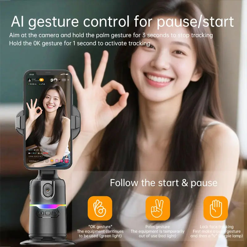 Auto Face Tracking Sensor Smart Remote Control 360 Degree Mobile Gimbal Stabilizer Phone Handheld Cooling Live-Streaming Device
