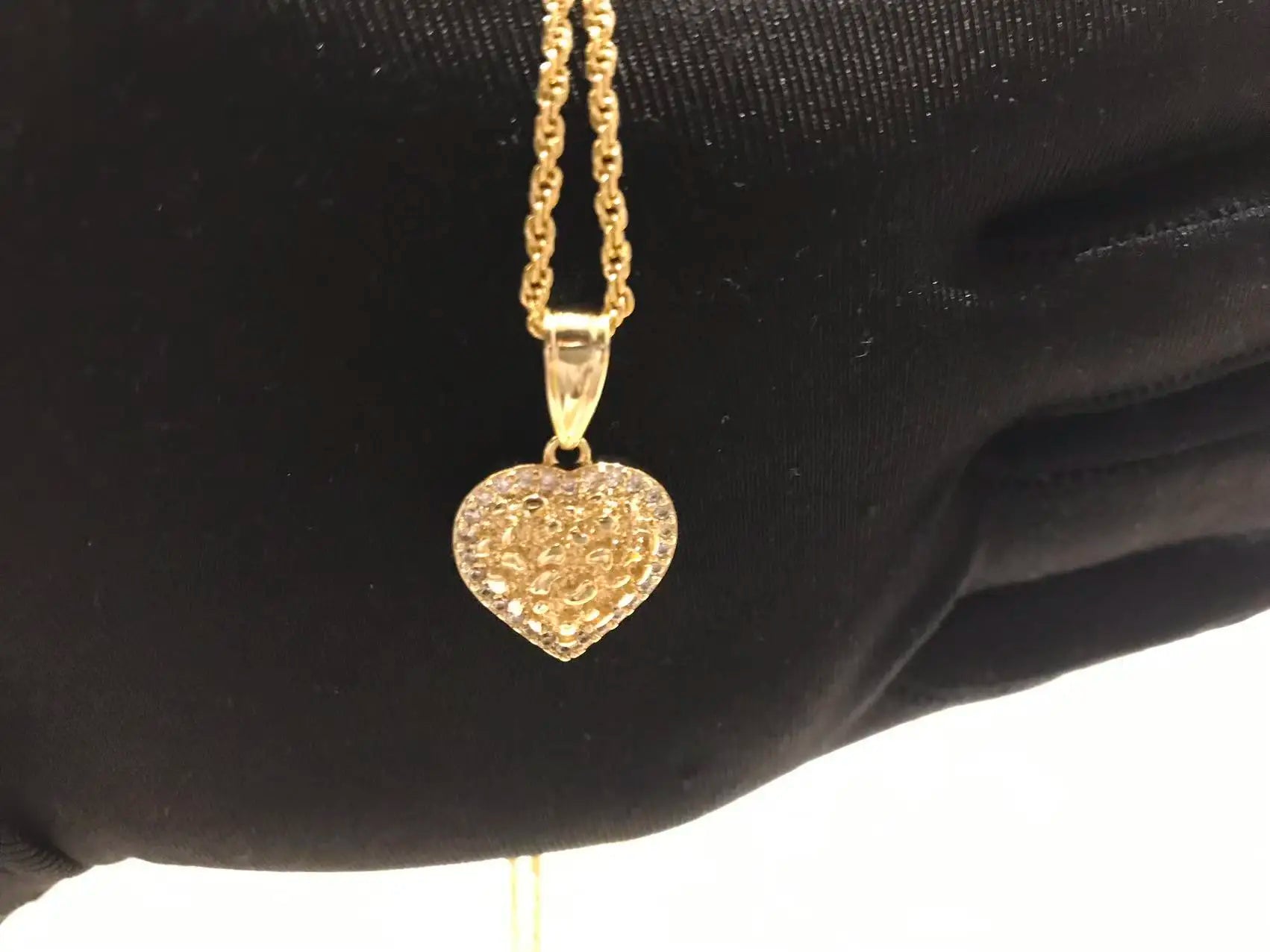 Hip Hop Unique Design Gold Nugget Diamond Cut Heart Shaped Charm Pendant Necklace  for Women/Men Jewelry