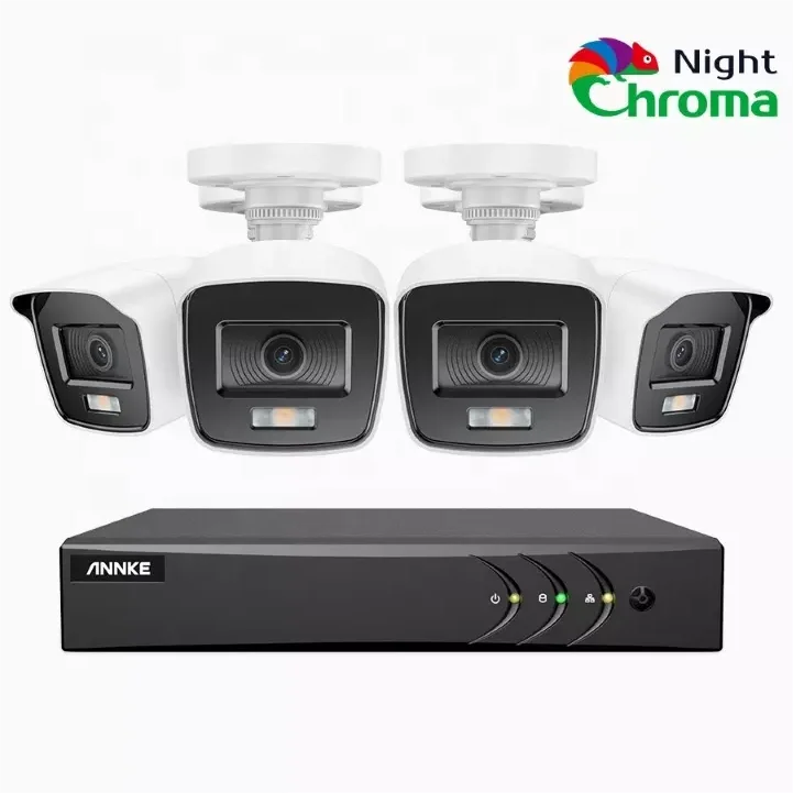 ANNKE NightChroma 8CH 5MP H.265+ DVR System 4pcs 1080P HD Outdoor Waterproof CCTV Cameras 2mp Home Security Camera System