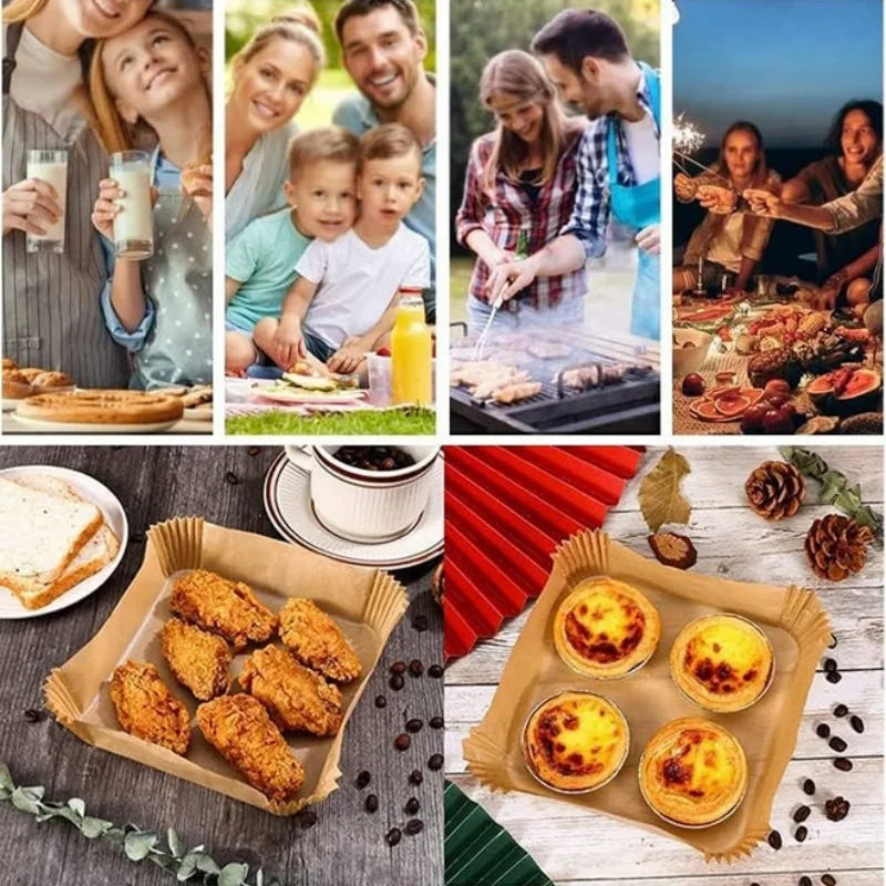 100pcs Disposable Square Mini Air Fryer Liners for 2-3 qt Air Fryer Non-Stick Oil-proof and Water-proof Parchment Paper Pads