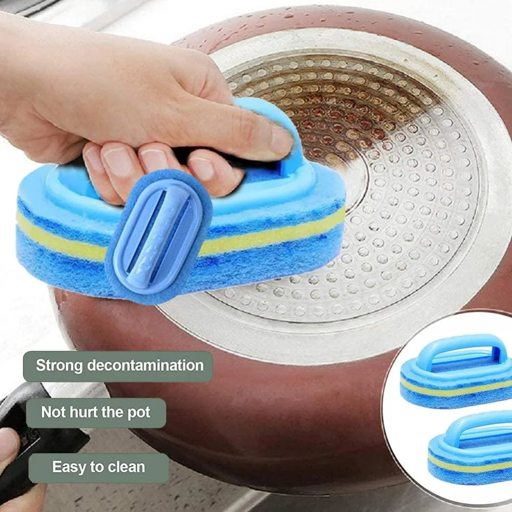 Cleaning Brush with Handle Kitchen Sponge Wipe Thickening Bathroom Tile Cleaning Sponge Household Stain Removal Clean Tools