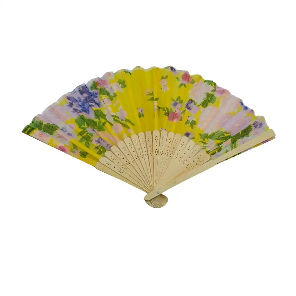 [GDL] 1pc Floral Print Wooden Fan with Variety of Colors Portable & Wearable BT-1250 SAN-79