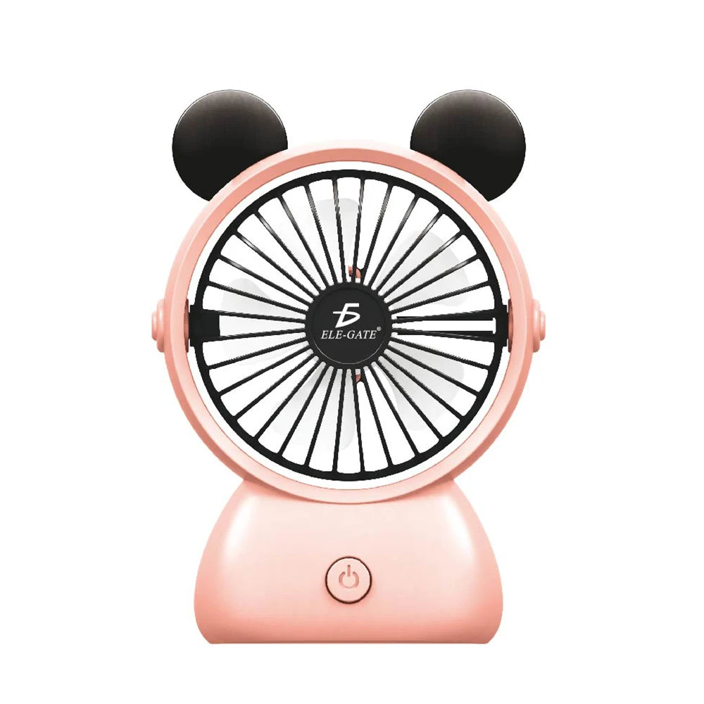 Mini Mickey Shaped Rechargeable Desktop Portable USB Charging Fan 5V Five-Speed Wearable Foldable for Household Car Use Table