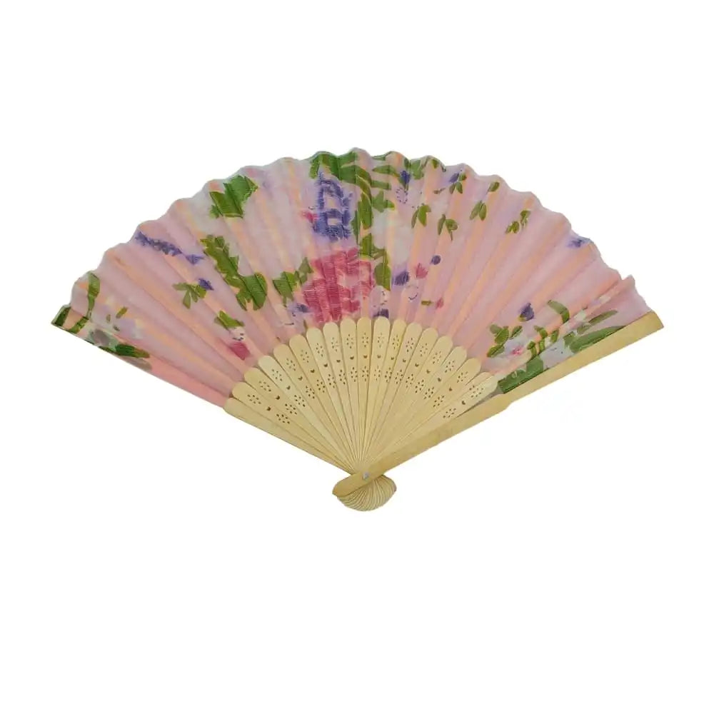 [GDL] 1pc Floral Print Wooden Fan with Variety of Colors Portable & Wearable BT-1250 SAN-79