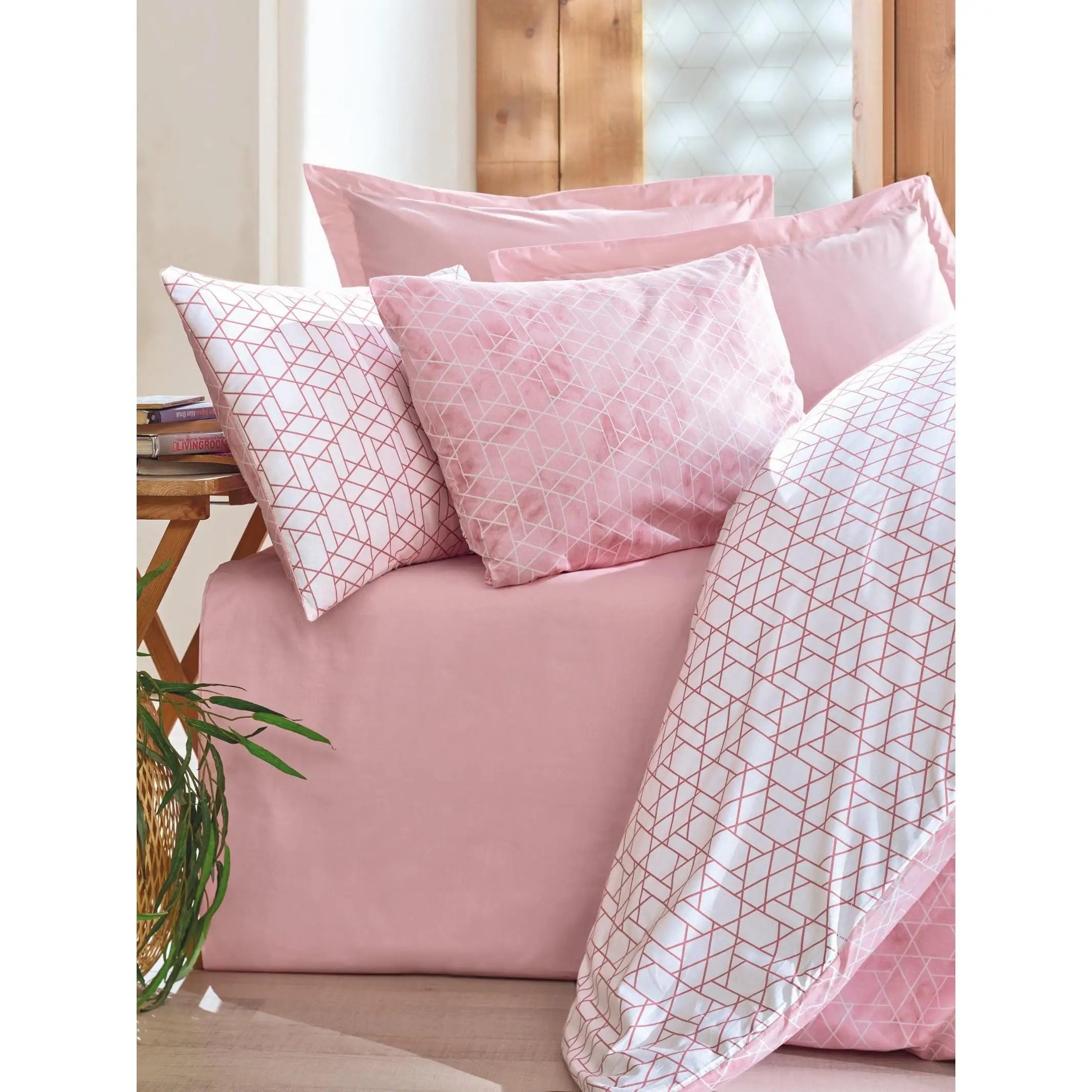 Minimal Single Cotton Box Duvet Cover Set in Best Pink-Premium Product Category