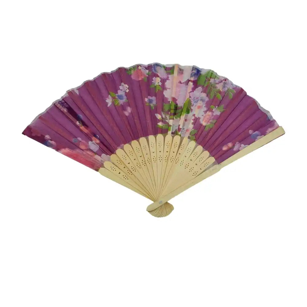 [GDL] 1pc Floral Print Wooden Fan with Variety of Colors Portable & Wearable BT-1250 SAN-79