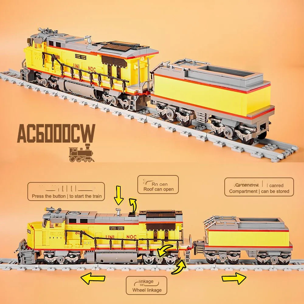 AC6000 Steam Locomotive Model Building Blocks - Kids' Educational Assembly Toy, Ideal Gift for Children!