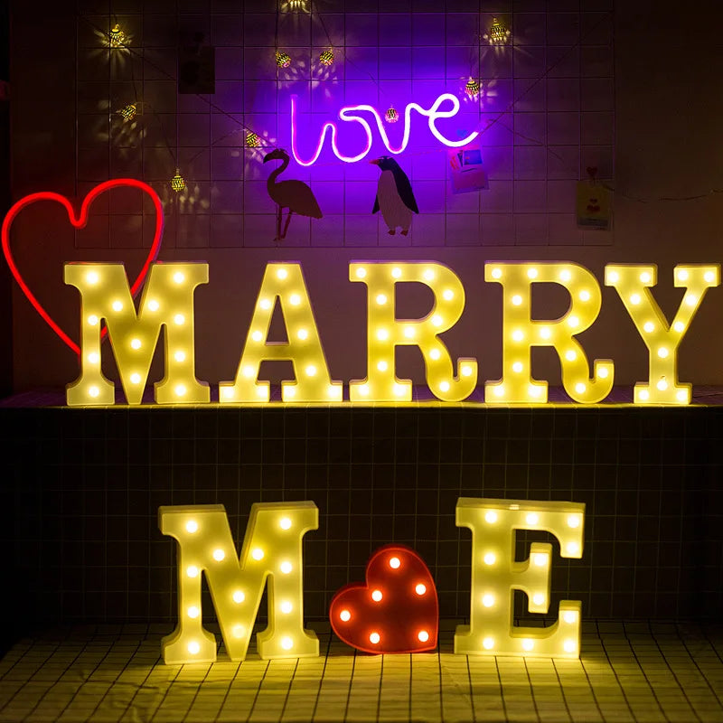 D 3D LED Letters Decorative Lighting Spotlight Lamp Alphabet Decor