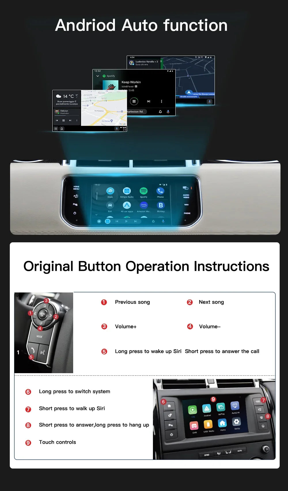 CARABC Wireless Carplay Android Auto For Land Rover Jaguar Discovery 4 Evoque Freelander 2 XE XF XJL Mirroring Decorder Box