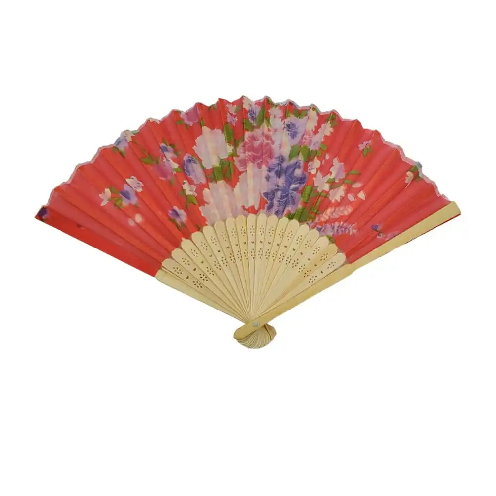 [GDL] 1pc Floral Print Wooden Fan with Variety of Colors Portable & Wearable BT-1250 SAN-79