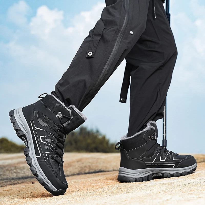 Men's Large Size Outdoor Hiking Boots Casual Sports Shoes with Waterproof and Warm  Comfortable for Winter Sports