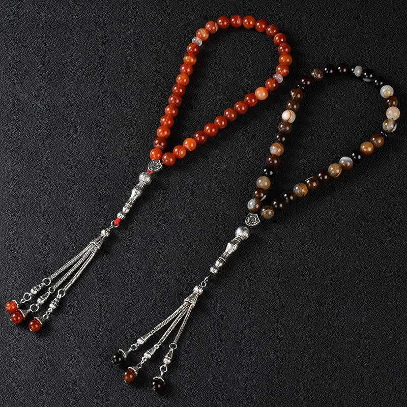 Ys342 New Arrival Prayer Beads  Agate Stainless Steel Rosaries  of Tasbih Tasbeeh Fashion Muslim  Rosary Necklace