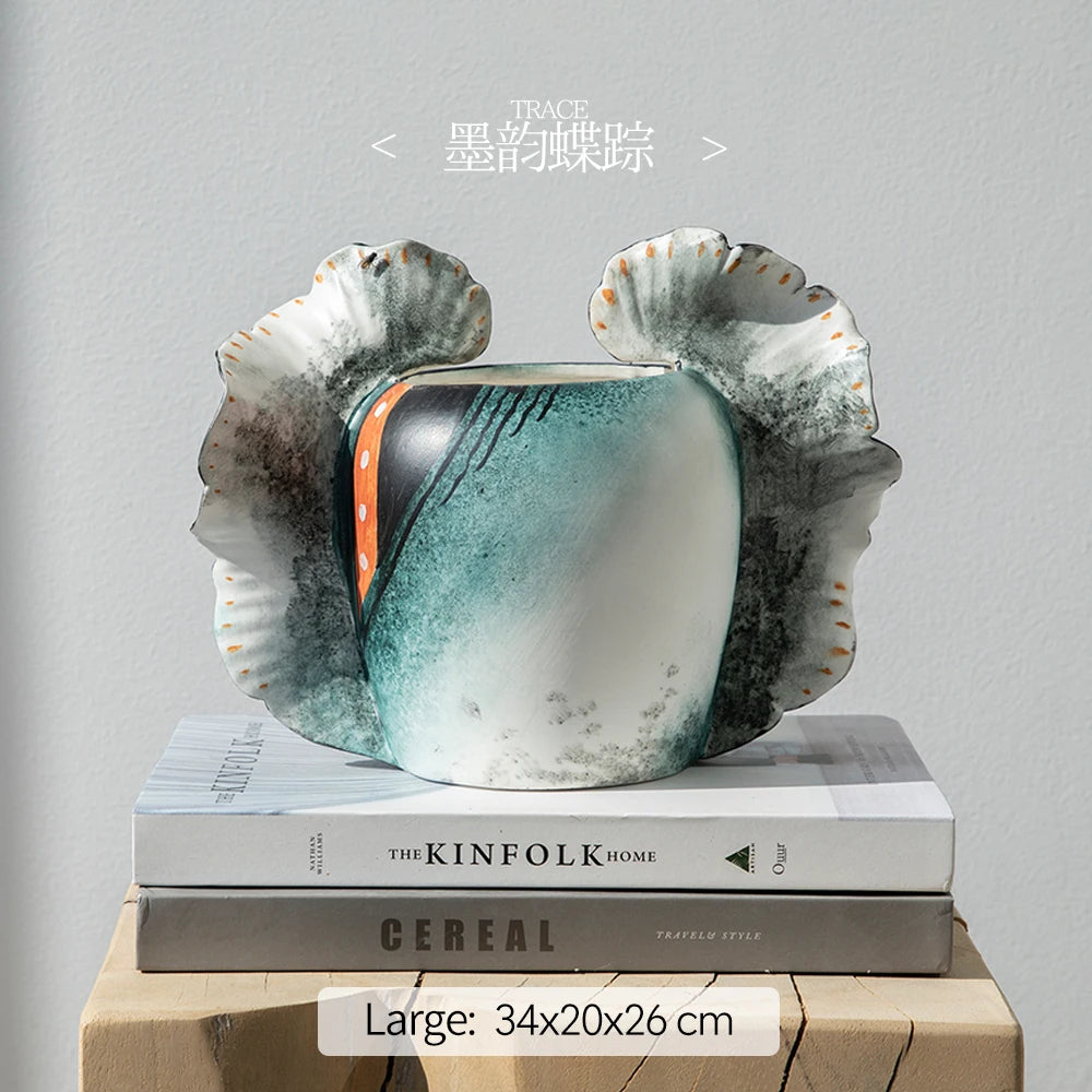 Merlin Living Hand Painting Flower Vase for Home Decor Butterfly Vase Ceramic Decoration Chaozhou Ceramic Factory Wholesale