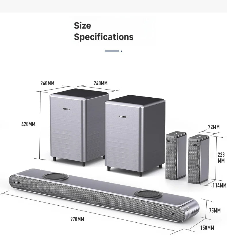 310W Real 5.2 Channel Home Theater System with Dual Wireless Subwoofers Dolby Audio Soundbar for TV 069DB-M