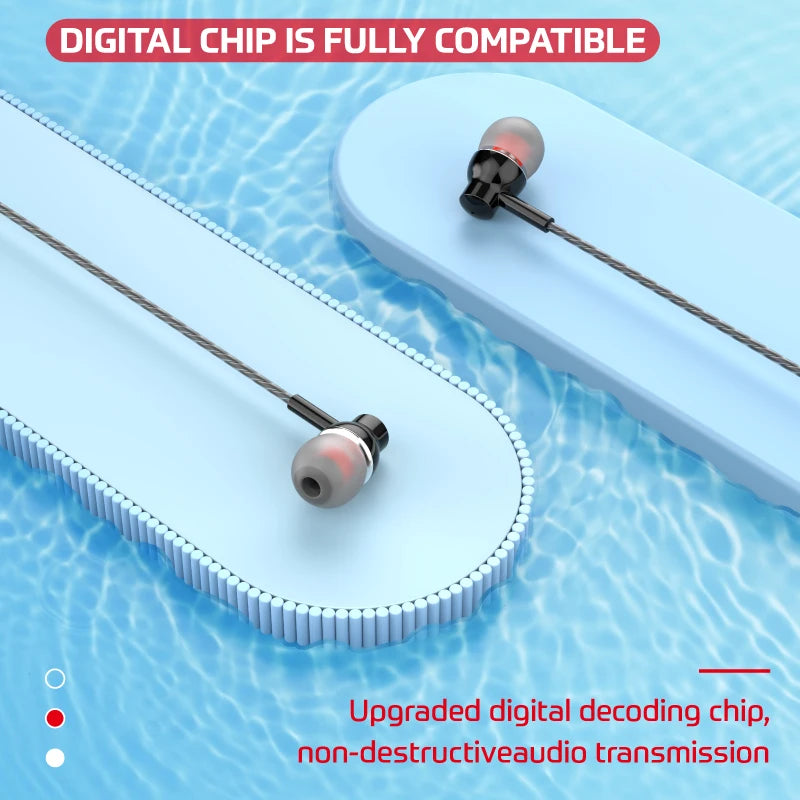 3.5mm Wired Headphones D21In Ear Headset Wired Earphones with Microphone Bass Stereo Earbuds Sports In-line Control for Phones