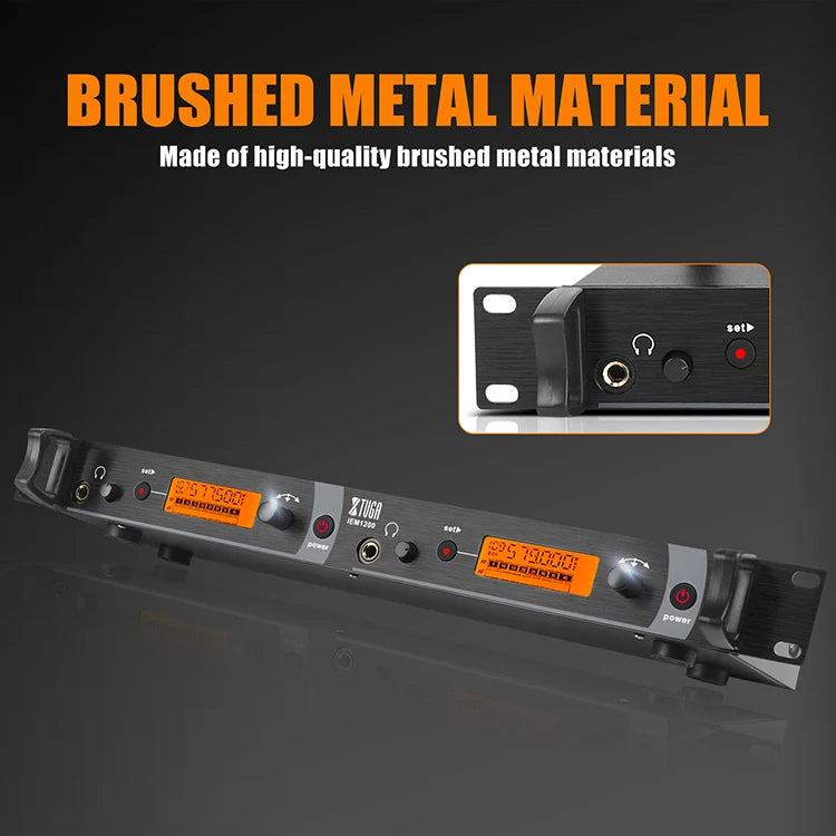 XTUGA Newest Original In-Ear Monitor System Wireless Launcher with Lavalier and Headset Microphone Durable Metal Design