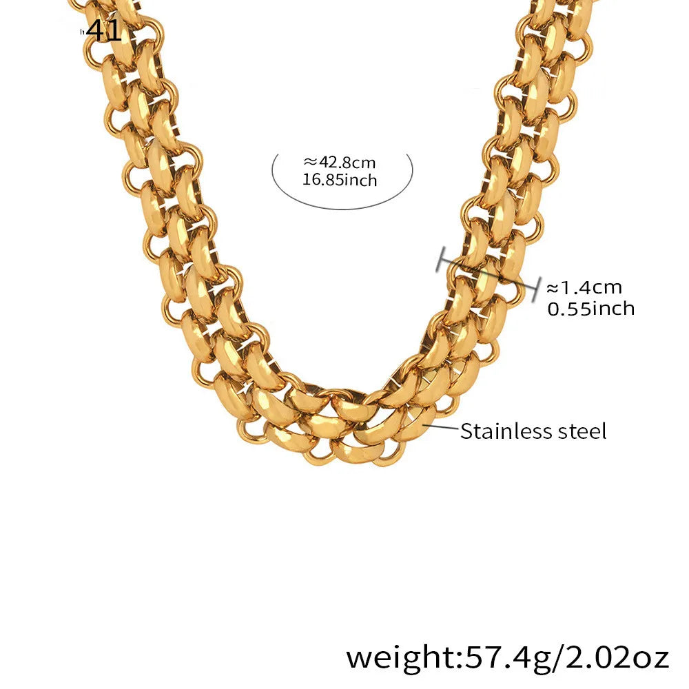 Fenny Wholesale 18K PVD Plated Retro Chunky Statement Toggle Link Choker Chain Stainless Steel Necklace for Women