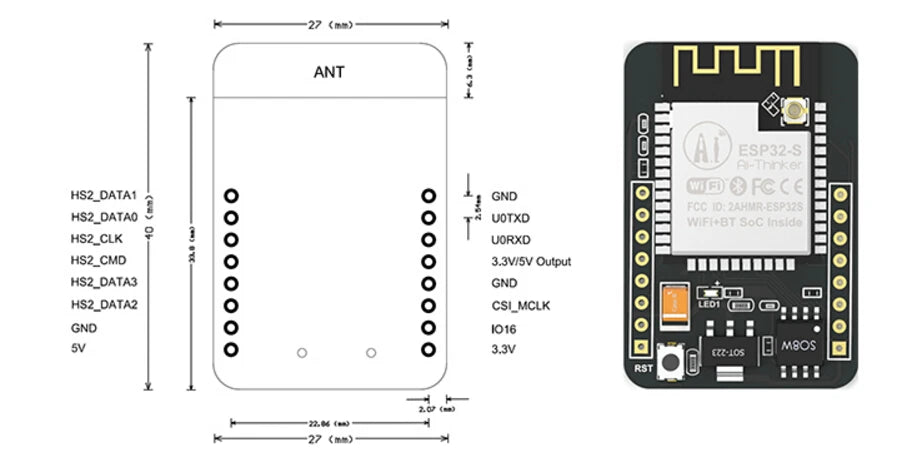 ESP32-CAM ESP32-CAM-MB MICRO USB ESP32 Serial to WiFi ESP32 CAM Development Board CH340 5V Bluetooth OV3660 / OV2640 Camera