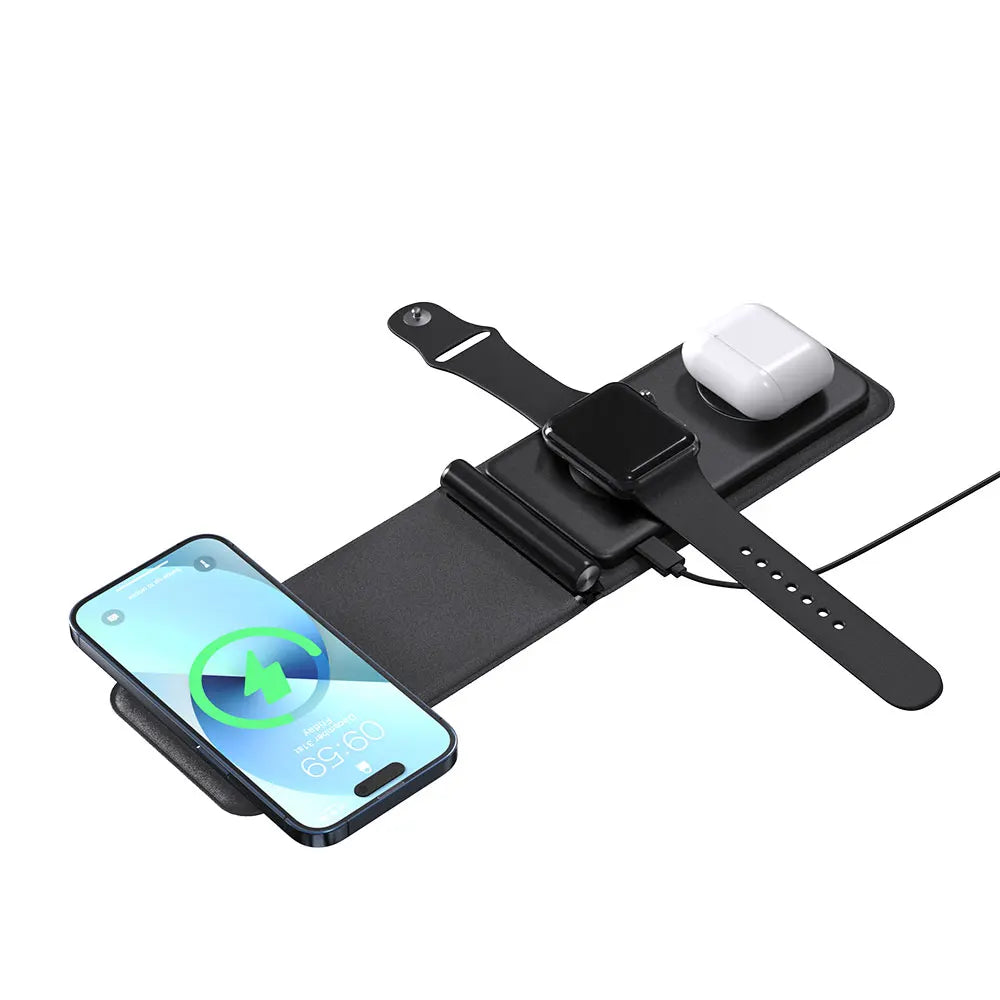3 in 1 Foldable Wireless Charger for iphone 16 15 14 Fast Wireless Chargers for Watch 9 8 Chargers Earphone Phone Station Custom