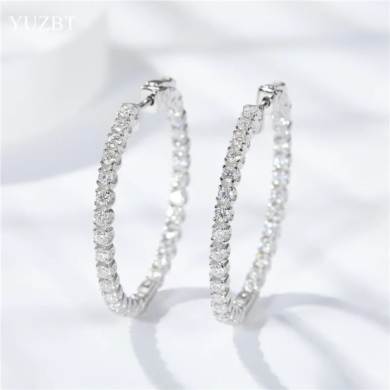Silver 925 Original Total 3 Carat Brilliant Cut Diamond Test Past D Color Moissanite Hoop Drop Earrings for Party Fine Jewelry