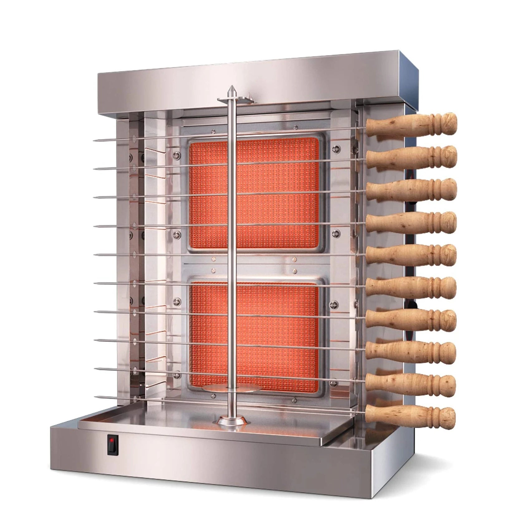 220v LPG Gas Heating Stainless Steel 10 Kebab Skewers Doner Shawarna Burner Grill Griddle Lamb Roaster