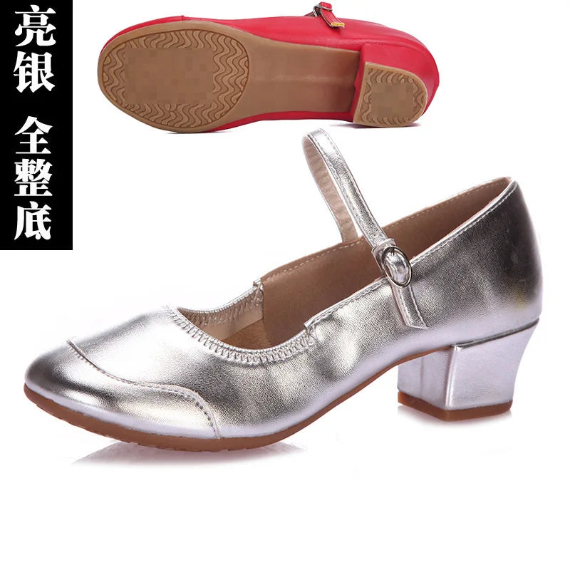50%OFF Shoes Latin Dance-Shoes for Ladies Modern Tango Dancing  Square Heels Red Salsa Shoes Closed Toe Rubber Sole