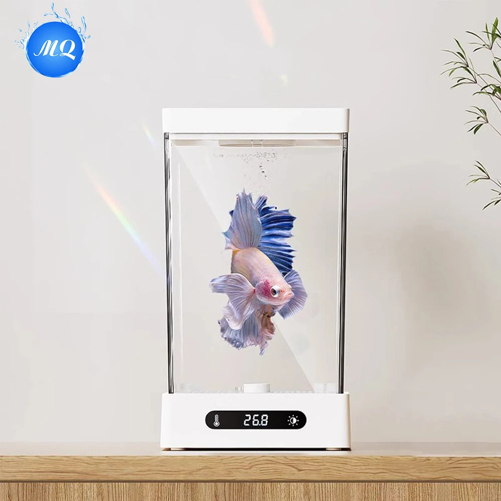 New Design Smart Fish Tank with Energy-efficient and Bright Full-spectrum RGB Lightings for 5cm or Smaller Aquatic Pets