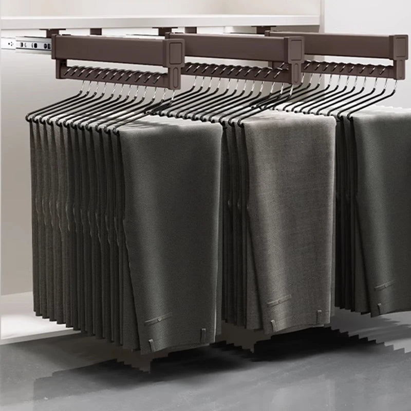 HNOSS Pull Out Pants Rack Pants Hanger Bar Space Saving Aluminum Clothes Organizers  Pull Out Trousers Rack