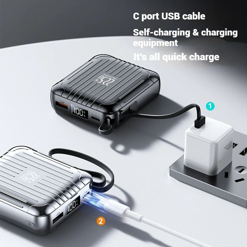 Newest Small Portable Mini 22.5W Fast Charging Power Banks Built-in Cables 20W TYPE-C 10000mah Power Bank for IPhone 16/15