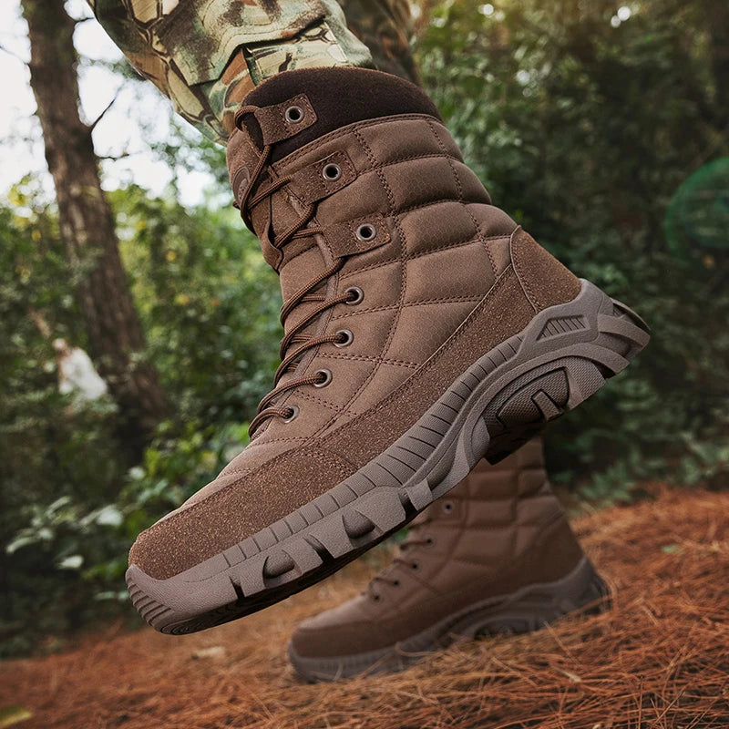 Hot Selling Waterproof and Wear Resistant Rubber Men Boots Winter Hiking and Training Walking Shoes