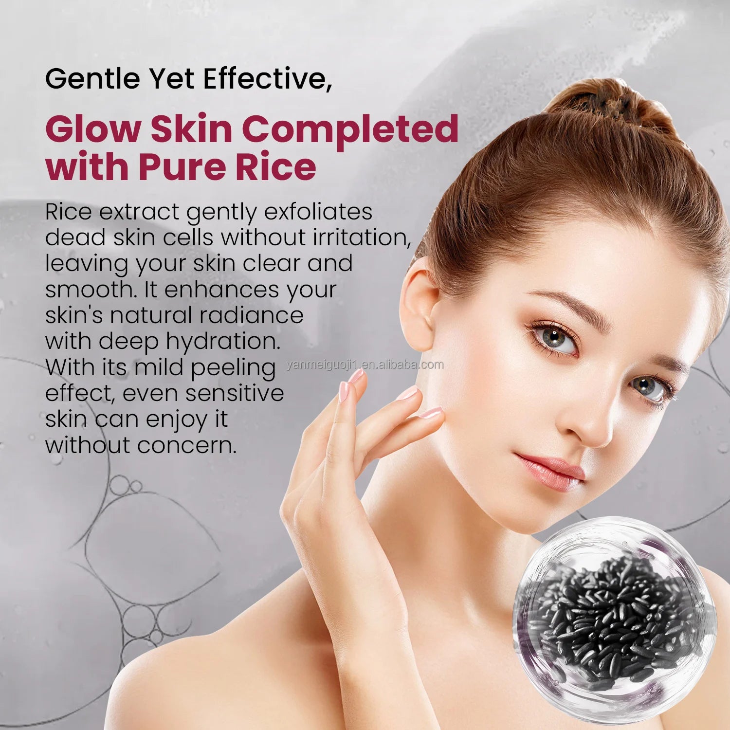 Remove Blackheads Rice Exfoliating Ampoule Peel Pore Minimizing Black White Rice for Brightening Glowing Face Serum
