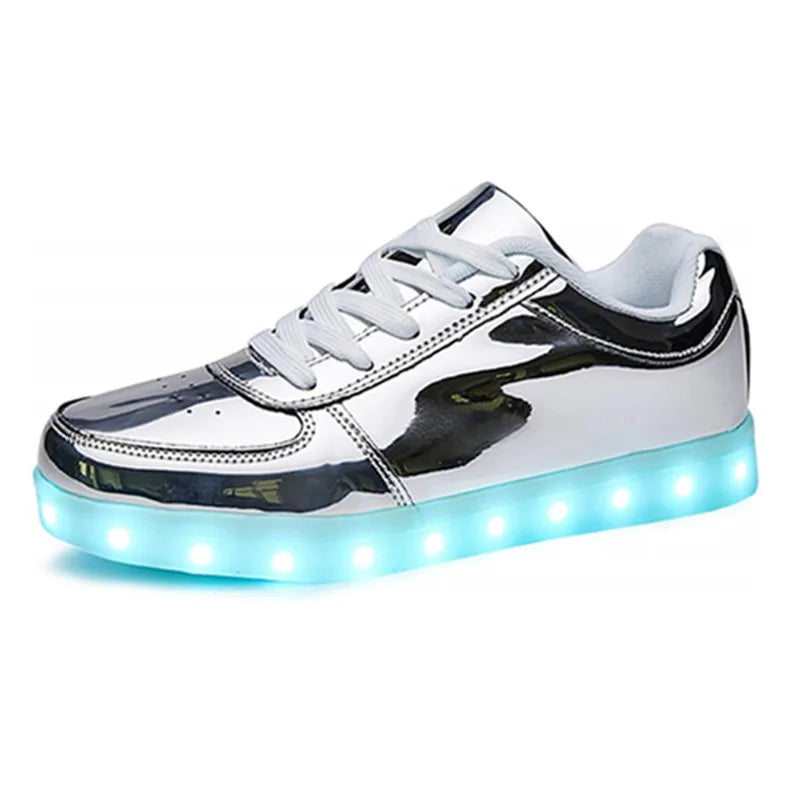 USB Charger Glowing LED Sneakers Breathable Lighted Height Increasing Boys Girls Brand Shoes for Women Luxury