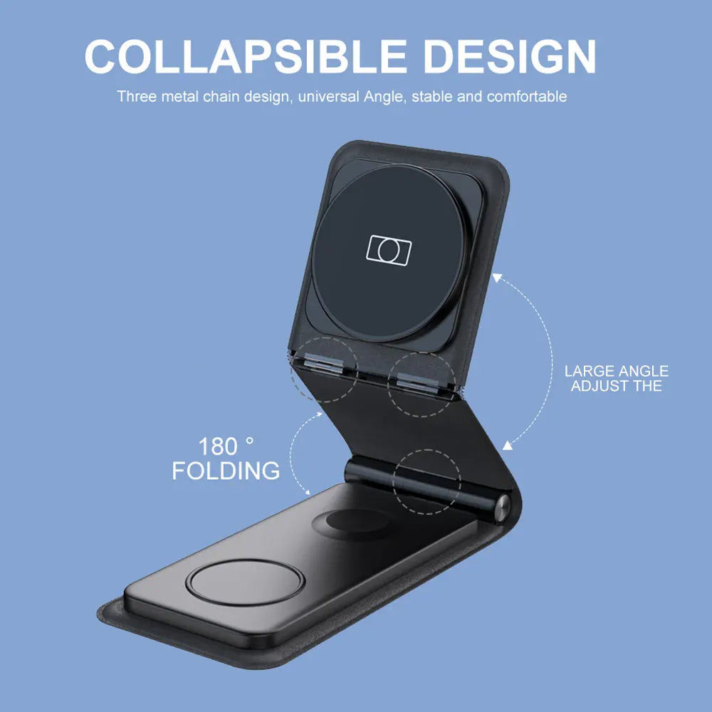 3 in 1 Foldable Wireless Charger for iphone 16 15 14 Fast Wireless Chargers for Watch 9 8 Chargers Earphone Phone Station Custom