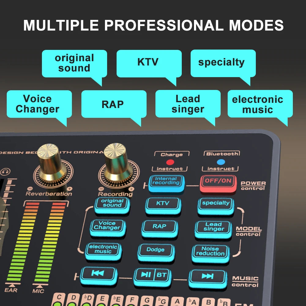 Podcast Equipment Studio Mic Soundcard Sound Card With Effect for Youtube Podcasting Broadcast Recording Streaming Gaming