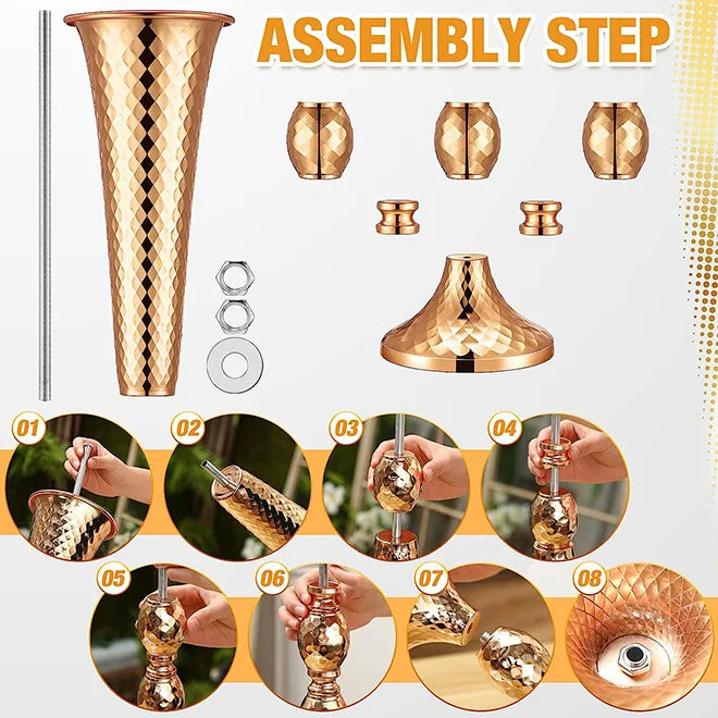 Factory Price Wedding Decorations Gold Iron Vase Pillar Indoor Greek Vases Artificial European Arrangement for Anniversary