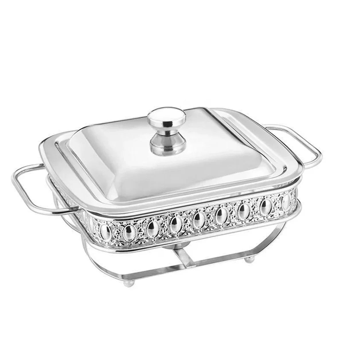Best Hotel Stainless Steel Food Warmer Hot Soup Pot Chapati Box Cooking Utensils Chafing Dish-Gold Kitchenware Set Fuel Heating
