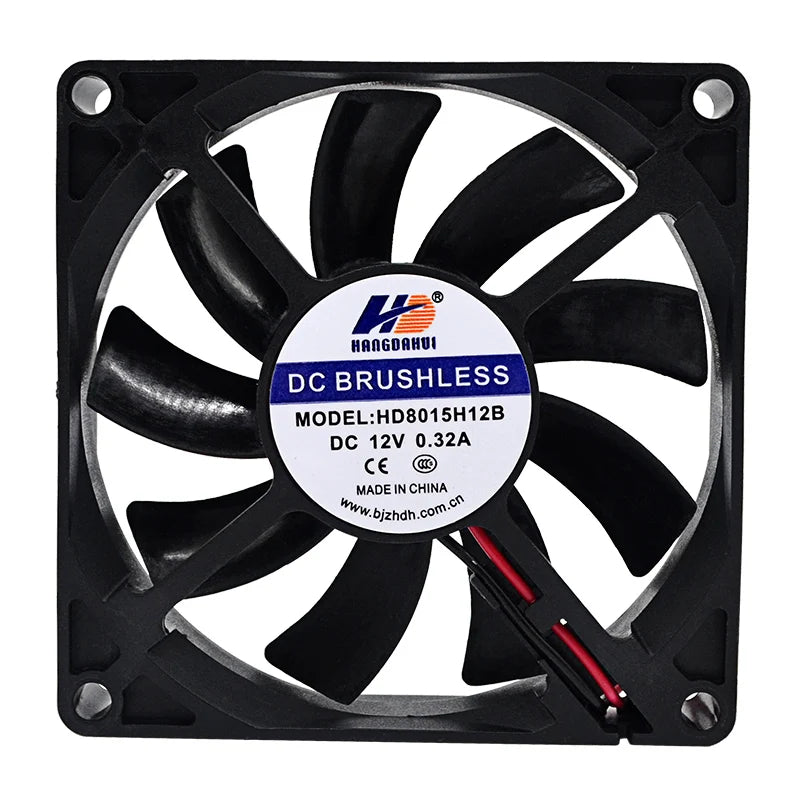 HDH Factory Wholesale 8015 DC 12V 1800RPM Small 12v Fan 80x80x15mm Brushless Fan Dc 80mm Fan Cooling for air Purifiers