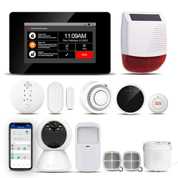 2026 Newest Tuya Smart Life  Golden Security 4.3 Inch Big Screen Gsm Wifi Alarm System with Burglar Alarm Feature Alexa Voice