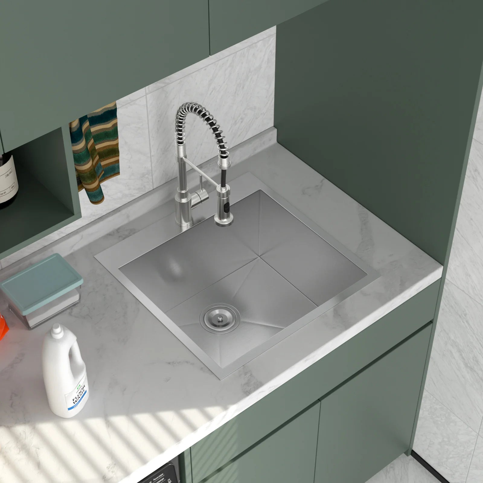 Sarlai 12" Deep Laundry Room Stainless Sink 12" Deep Top Counter Laundry Room Stainless Sink Single Bowl Laundry Utility Sink