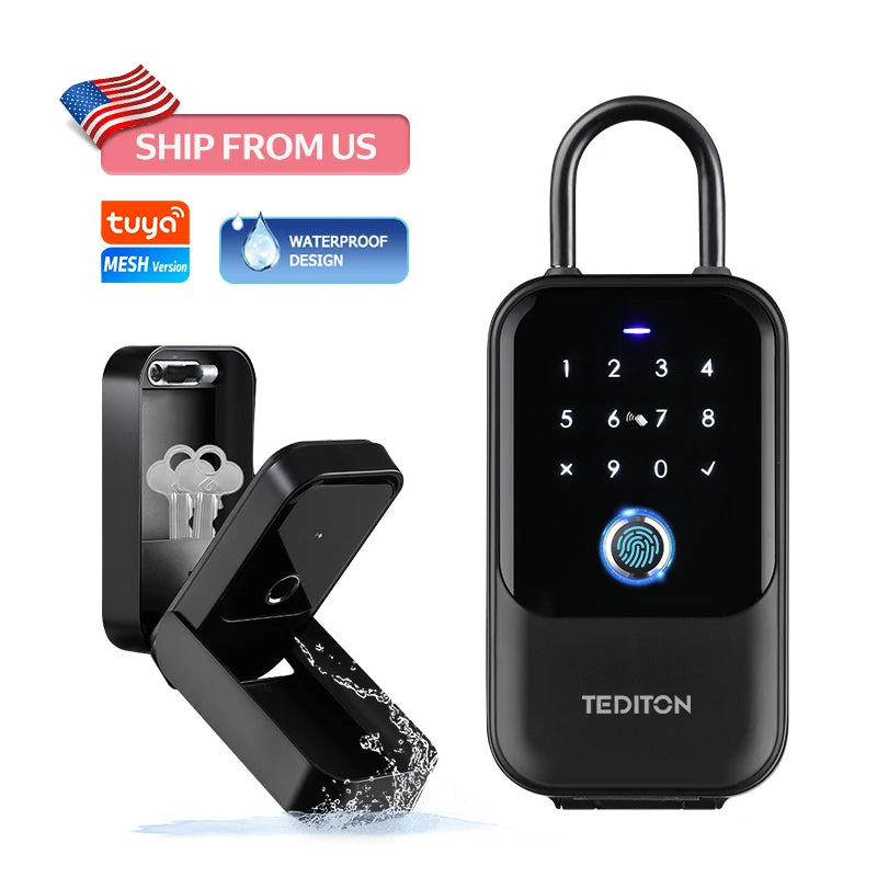 Tediton Portable Combination Wall Mount Masrer Lockbox Security Safe Box for Outside Outdoor Home Office Door Handle House Key