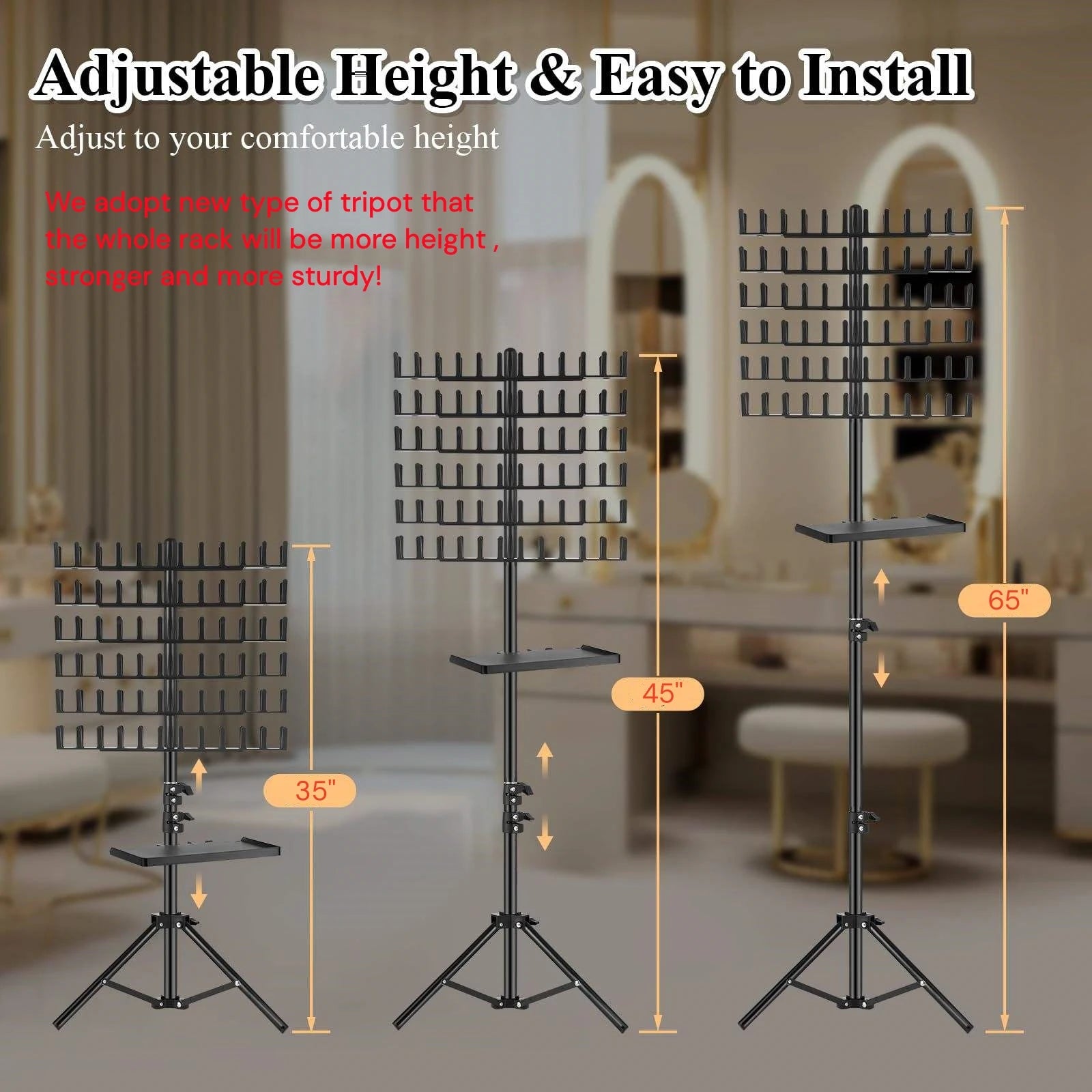 Factory Cheaper Foldable Adjustable Braiding Hair Rack Stand Precision-Made China Hair Storage Hair Extension Holder